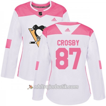 Dame Ishockey Pittsburgh Penguins Tröja Sidney Crosby 87 Adidas 2017-2018 Vit Rosa Fashion Authentic